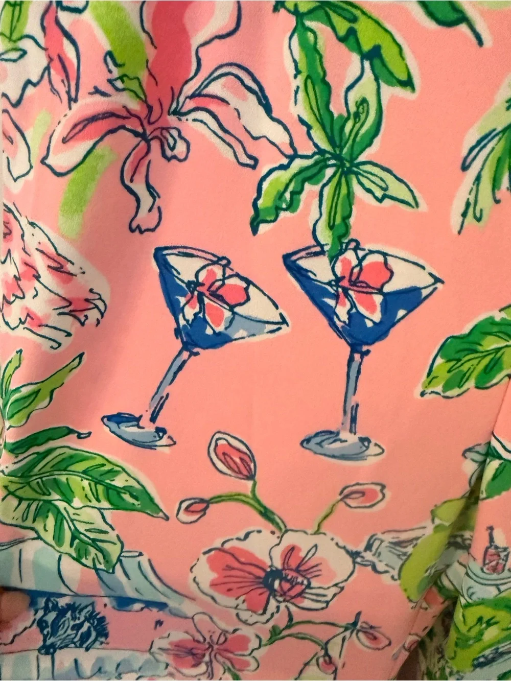 Lilly Pulitzer Pink Green Floral Cotton PJ Camisole & Wide-Leg Set
